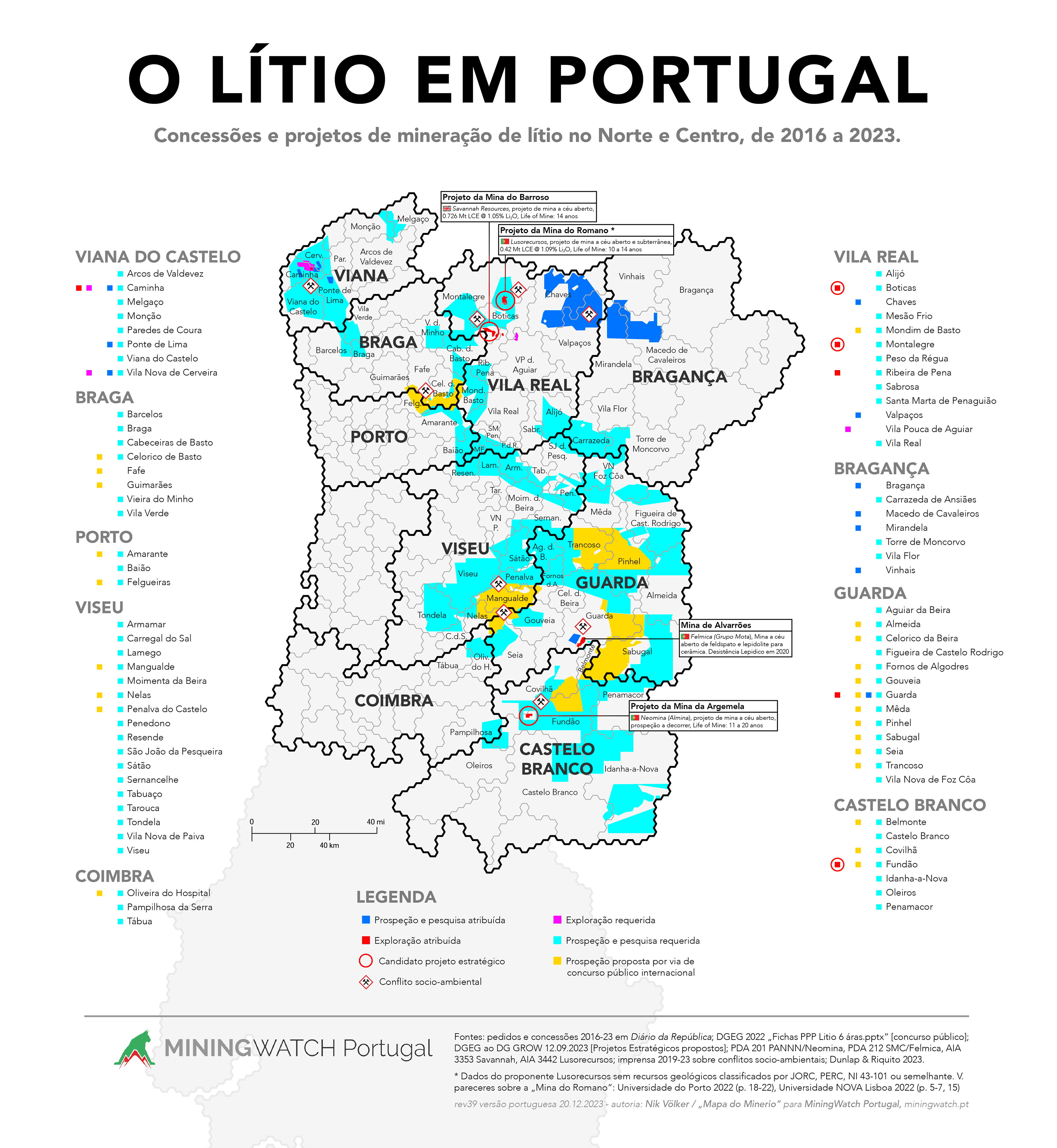 Actualização do mapa da Mineração de Lítio (norte e centro) da MiningWatch Portugal